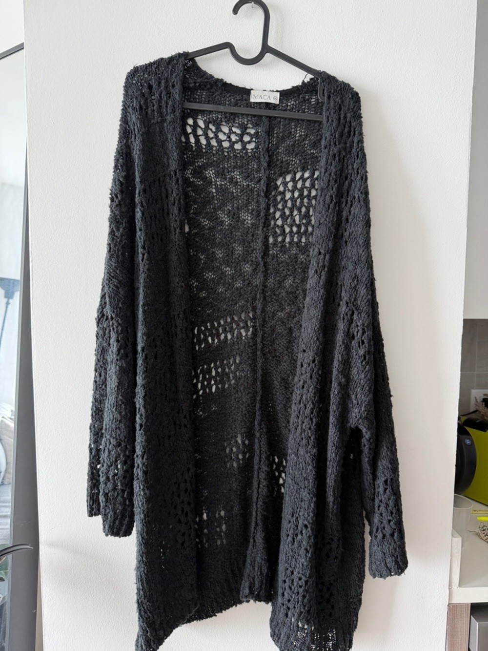 Maca - Black Open-Weave Cardigan from Spanish boutique in Madrid